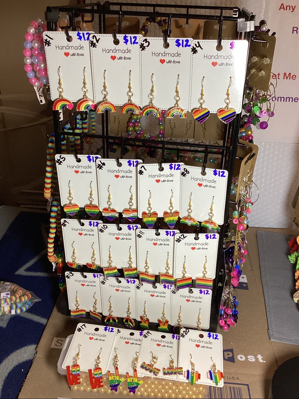 🏳️🌈 Pride (Rainbow) Gold Enamel Charm Dangle Earrings